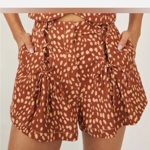 Free People High Waist Brown and White Short Bennett